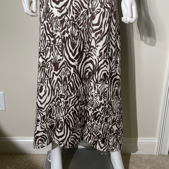 Lilly PULITZER White Brown Angel Maxi Halter Dress Sz S Zebra Animal Print Beach - Picture 4 of 16